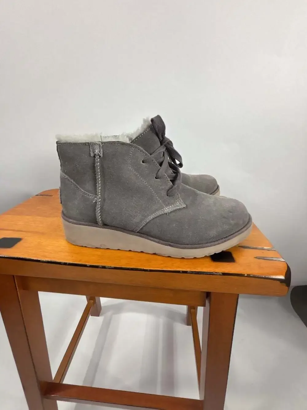 Koolaburra by UGG Grey Suede Lace-Up Ankle Boots